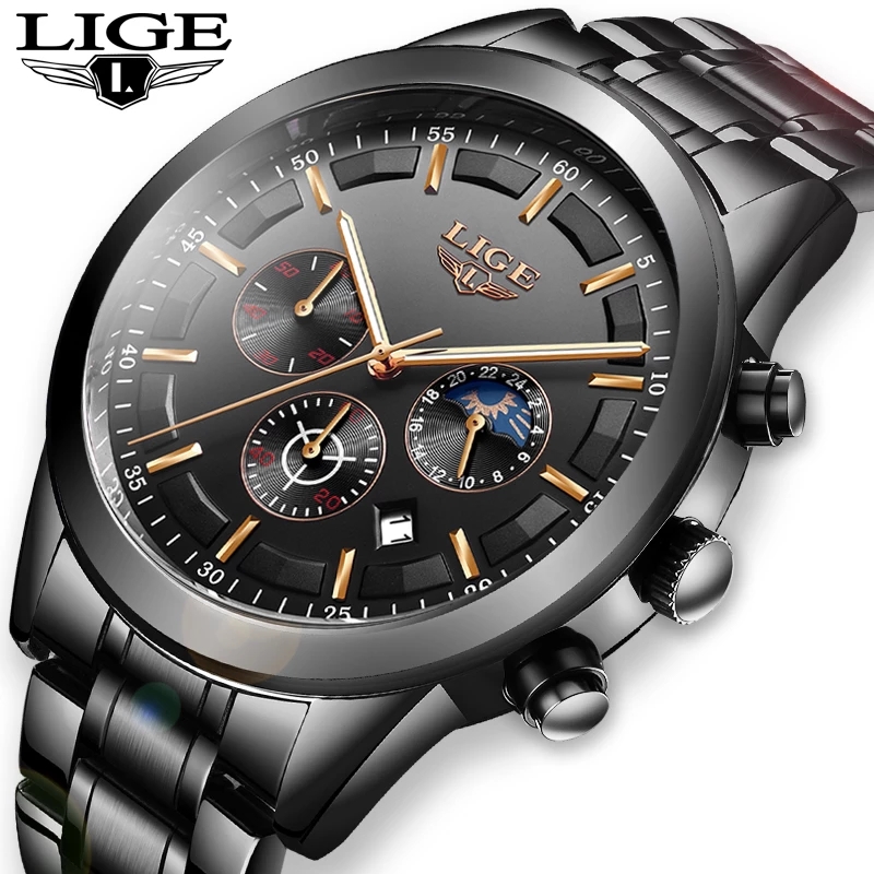 LIGE-reloj analógico de cuarzo - Luxury Bags Brands List reseña y precio