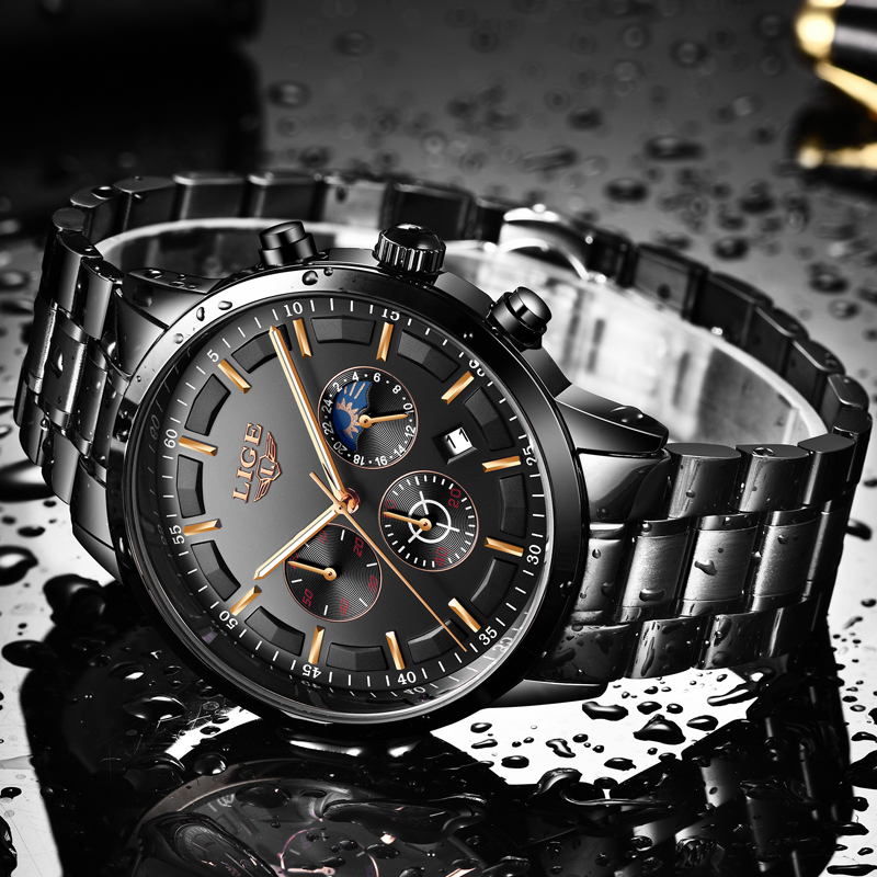 LIGE-reloj analógico de cuarzo - Luxury Bags Brands List reseña y precio