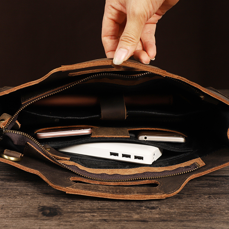 Busienss-maletín negro de cuer - Briefcase Leather Slim reseña y precio